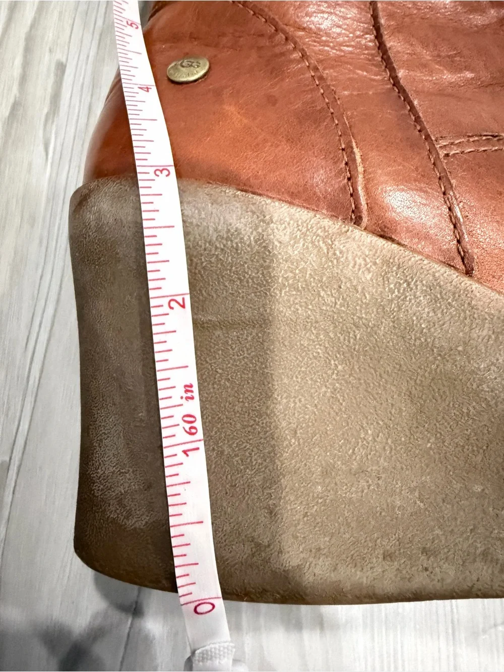 UGG Leather Tall Wedge Women’s Boots. Sherpa lined. Cognac Brown. Size 7. Used